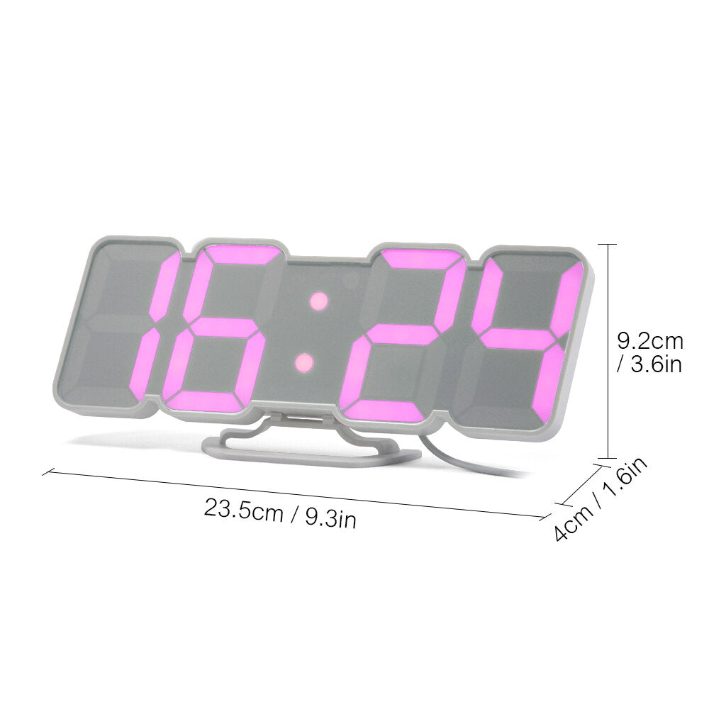 3D LED Digital Wall Clock Wireless Remote Digital RGB LED Alarm Clock USB Sound Control Snooze Functions Wall Desktop Clock