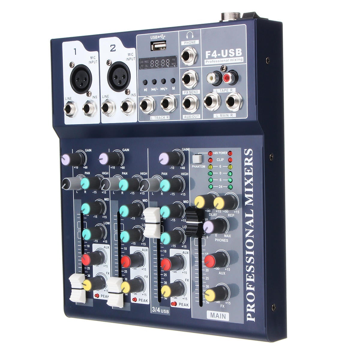 4 Channel USB Bluetooth Audio Mixer with Reverb Effect for Home Karaoke Live Stage Performance