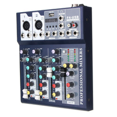 4 Channel USB Bluetooth Audio Mixer with Reverb Effect for Home Karaoke Live Stage Performance