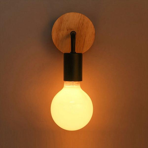 Modern Wood Metal E27 Holder Wall Lamp Bedroom Restaurant Corridor Lighting