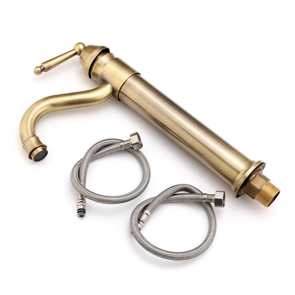 Tall Antique Bathroom Kitchen Sink Basin Faucet Hot & Cold Water Mixers Tap Single Handle