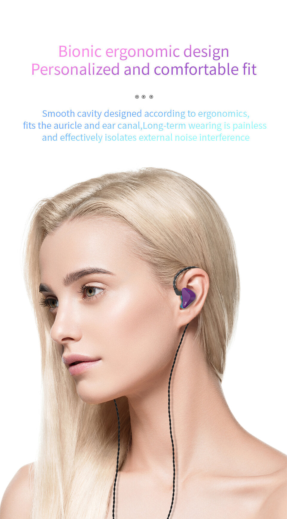 Dynamic Wired In-Ear Earphones Monitor Noise Cancelling Sport Music Headphones with Detachable Cable