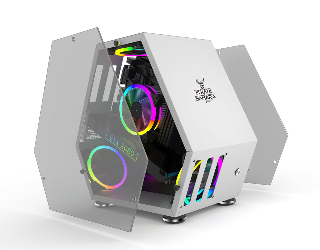 Computer Gaming Case M-ATX Desktop Mini Special-Shaped Chassis Game Competitive Glass Side Through Support M-ATX/ ITX Motherboard