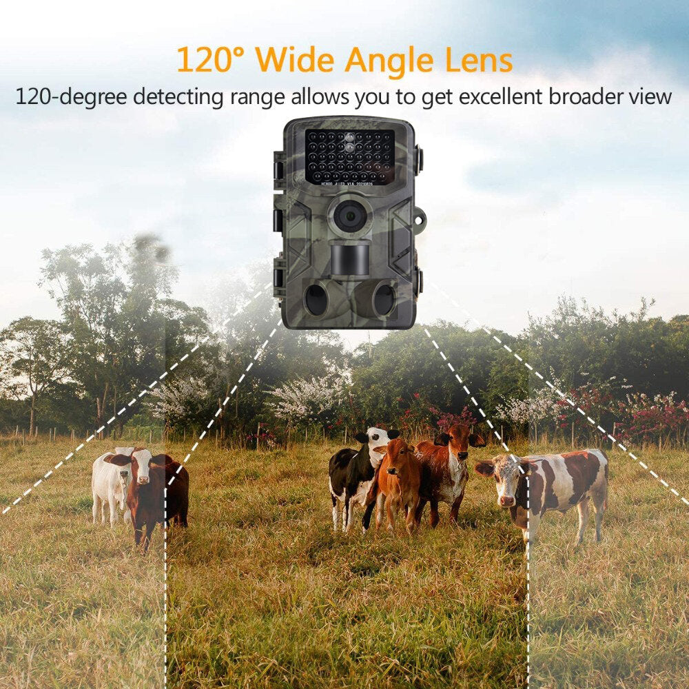 Night Vision Waterproof Hunting Camera 0.3s Trigger Time 120 Lens Angle Recorder Wildlife Trail Camera for Home Security and Wildlife Monitoring 4MP