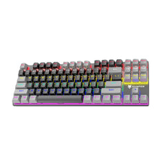 Mechanical Keyboard 87 Keys Mixed-Color Keycaps Blue Switch USB Wired Rainbow Light 80% TKL Layout Gaming Keyboard