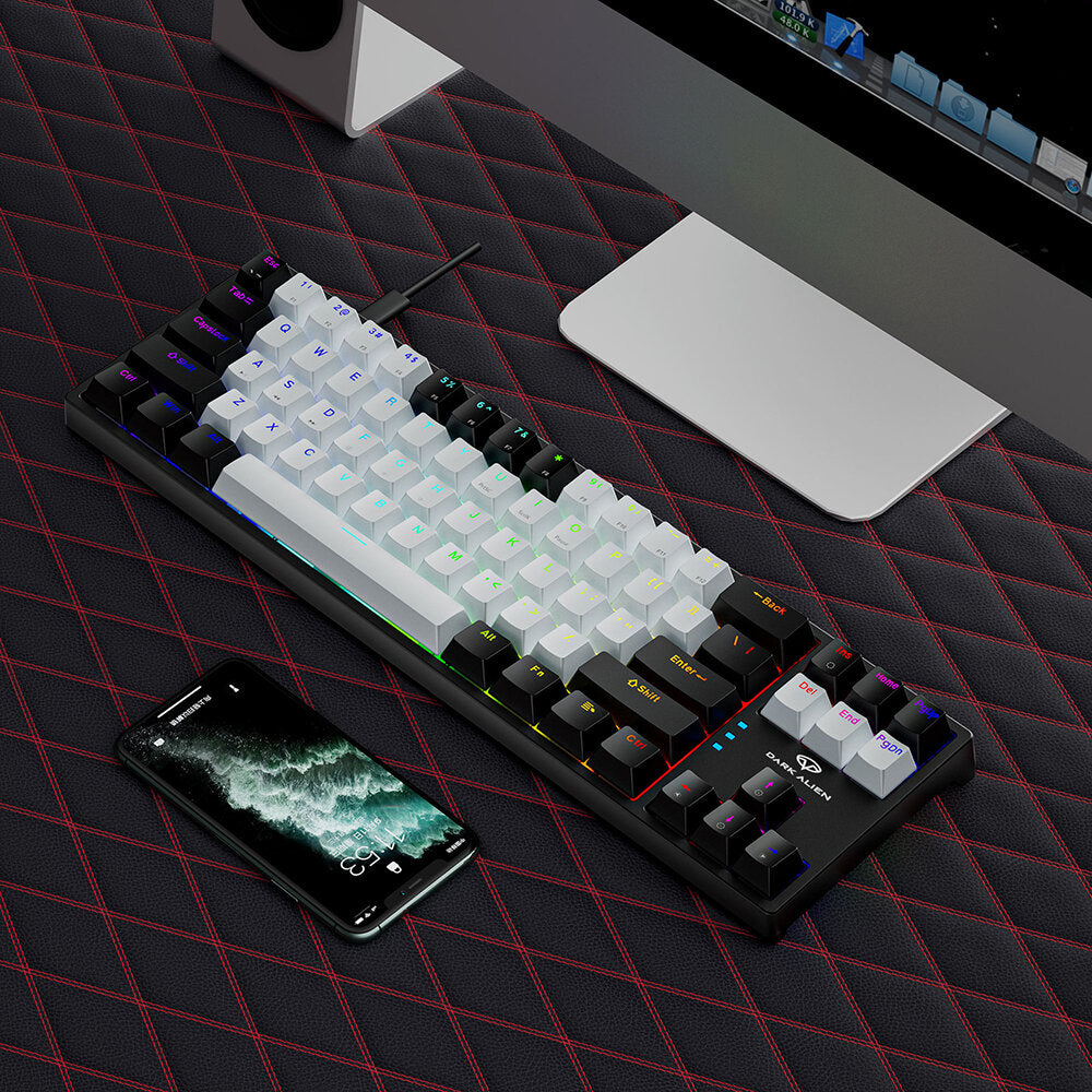 Mechanical Gaming Keyboard 71 Keys Blue/Red Switch Hot Swappable RGB Backlit Detachable Type-C Wired Keyboard