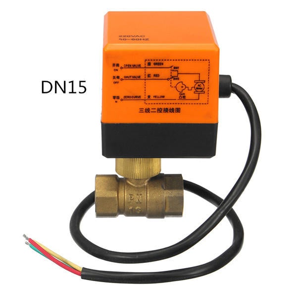 DN15/DN20 220V 4W Electrical Motorized Ball Valve 2 Way 3 Wire Brass Valves