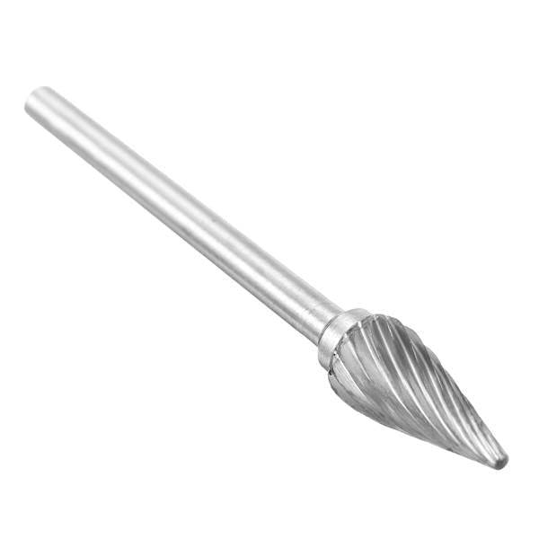 10pcs 3mm Shank Tungsten Steel Carbide Burr Set Single Line 6mm Head Rotary Drill Bit
