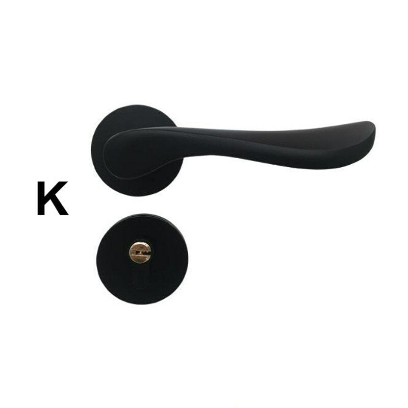 Matte Black Aluminum Door Lock Mechanical Interior Handle Cylinder Lever Latch Home Security Mute Locker With Keys