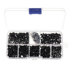 500Pcs M2.5 Nylon Screw Bolt Black Round Cross Screw Hex Nut Spacer Nylon PCB Assortment