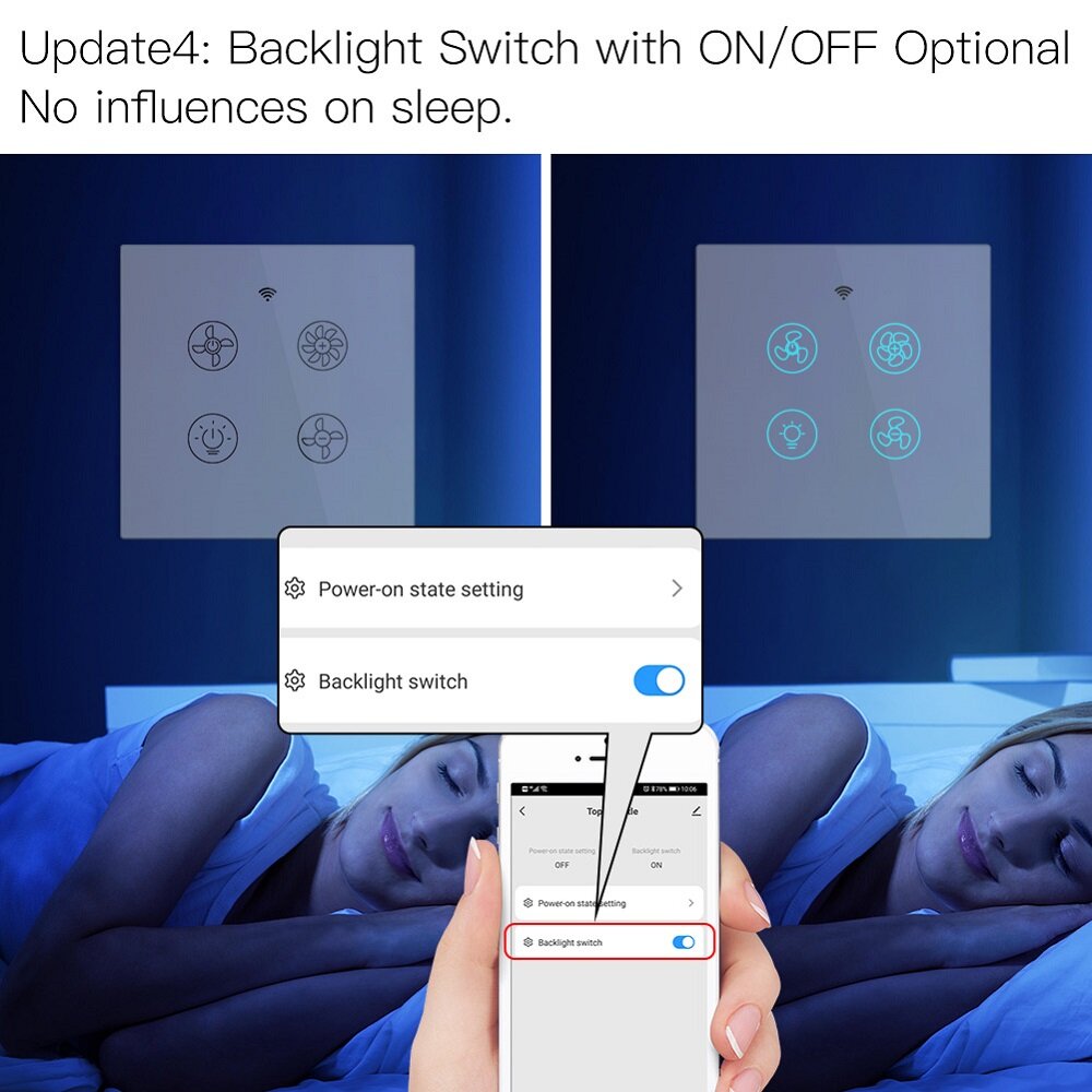 WiFi RF Smart Ceiling Fan Light Switch 2/3 Way Control Smart Life/Tuya APP RF Remote Speed Control Work with Alexa Google Home