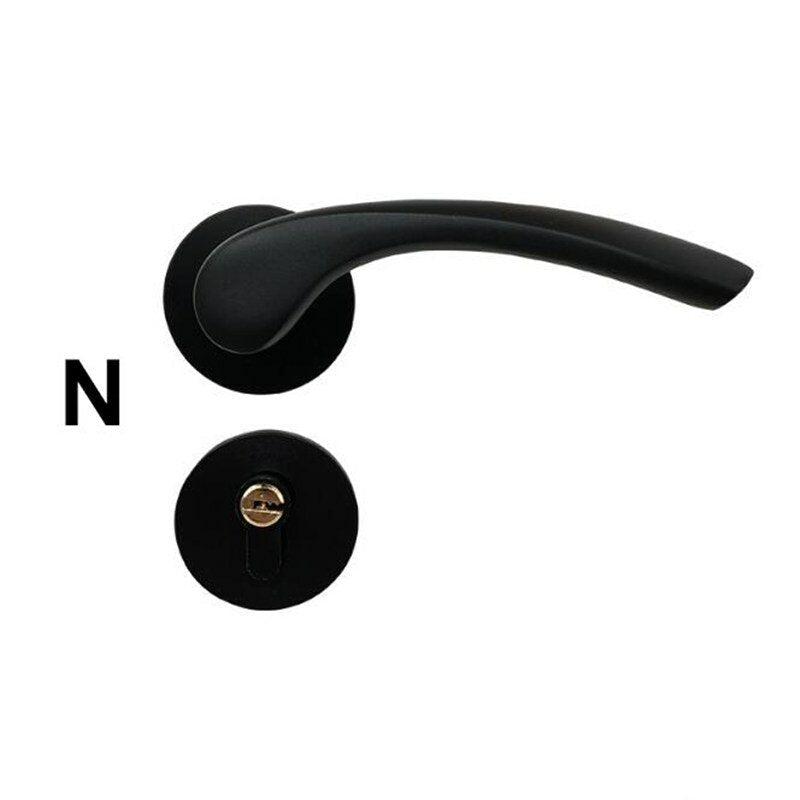 Matte Black Aluminum Door Lock Mechanical Interior Handle Cylinder Lever Latch Home Security Mute Locker With Keys