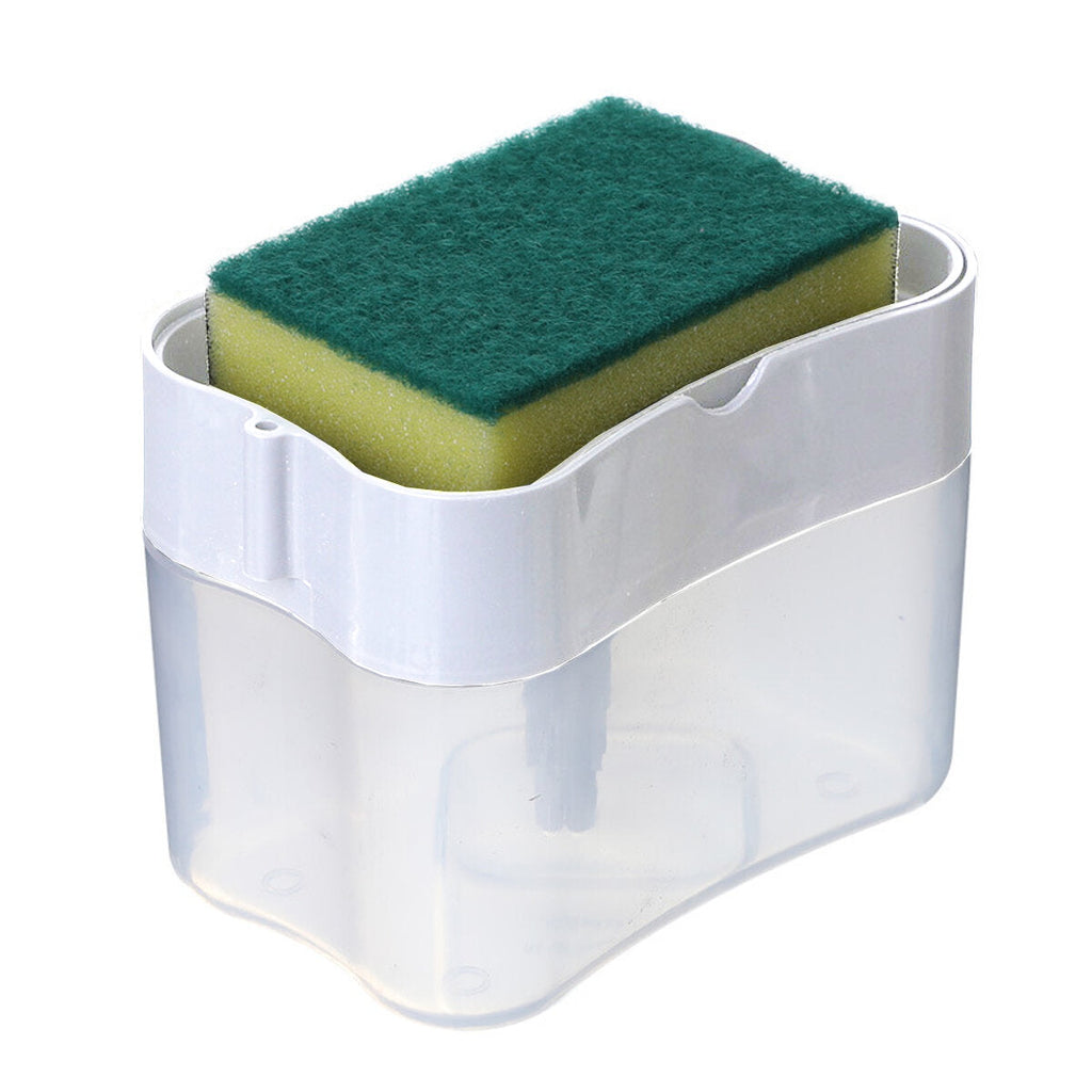 2-in-1 Liquid Dispenser Container Hand Press Soap Pump Dispenser With Sponge Holder Soap Organizer for Kitchen Cleaner Tools