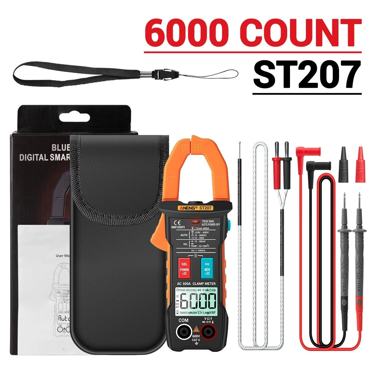 True RMS Clamp Meter with App Remote Control Autoranging Diode Hertz Temperature Tester