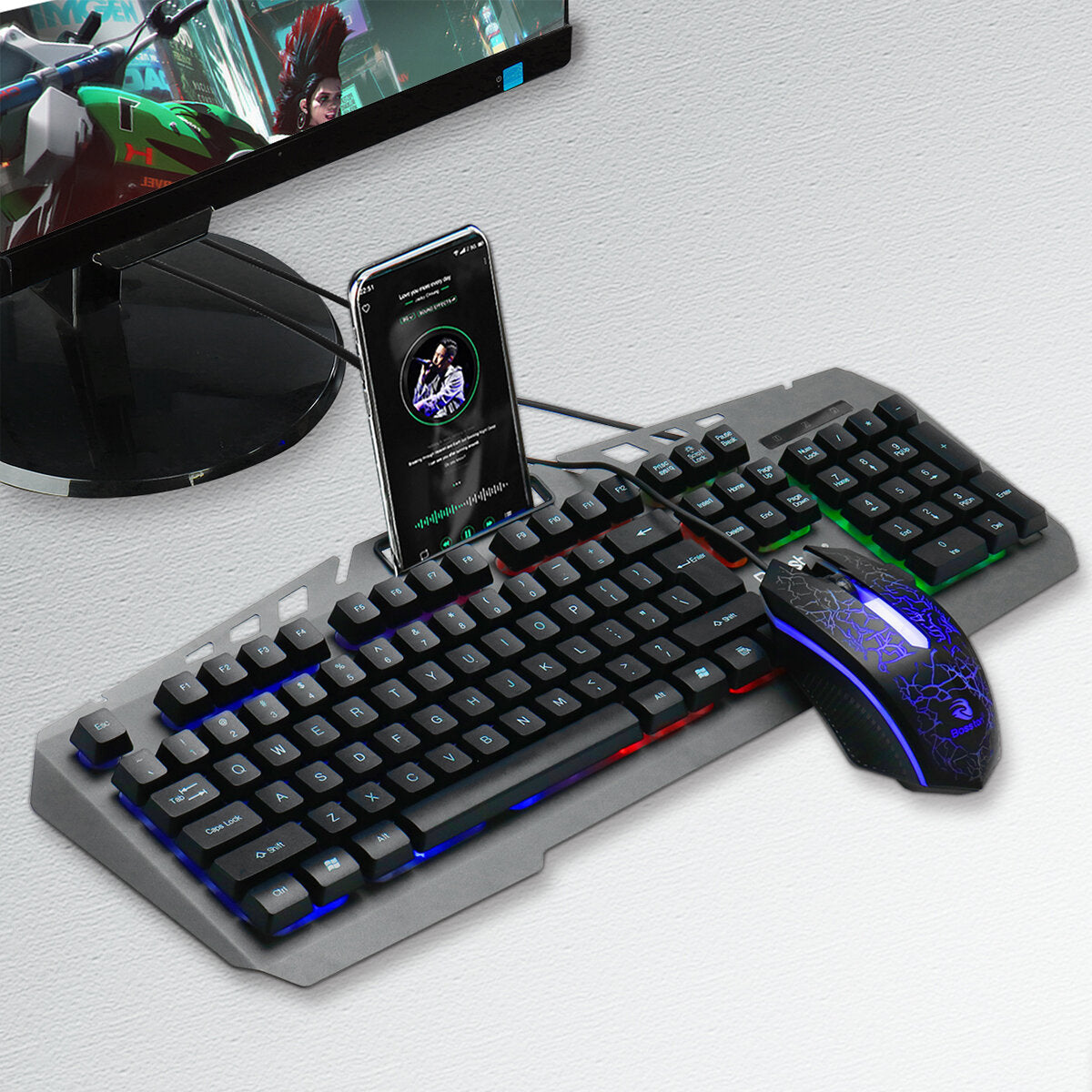 104 keys USB Wired RGB Backlit Waterproof Hovering Keycap Mechanical Feeling Gaming Keyboard or Keyboard and Mouse Set