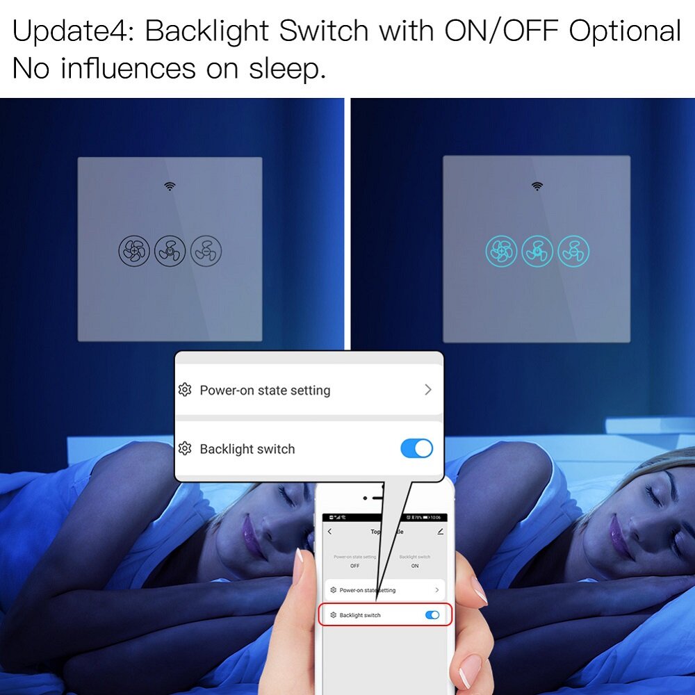 WiFi RF433 Smart Ceiling Fan Switch Smart Life/Tuya App 2/3 Way Control Wireless Remote Control Works with Alexa and Google