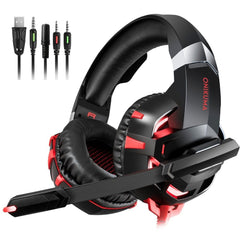 Gaming Headset LED Lights Noise Canceling Mic Wired Stereo Gaming Headphones Headset for PS4 Xbox Switch PC Laptop