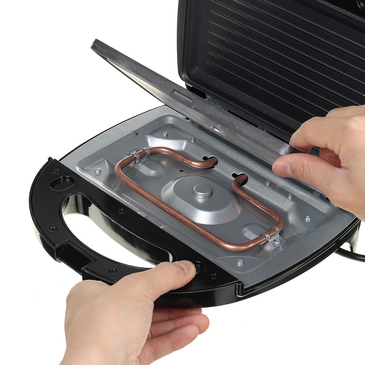 220V 750W Multifunction3 in 1 Breakfast Machine Sandwiches Waffles Panini Toast Maker Non-Stick Coated Baking Sheet