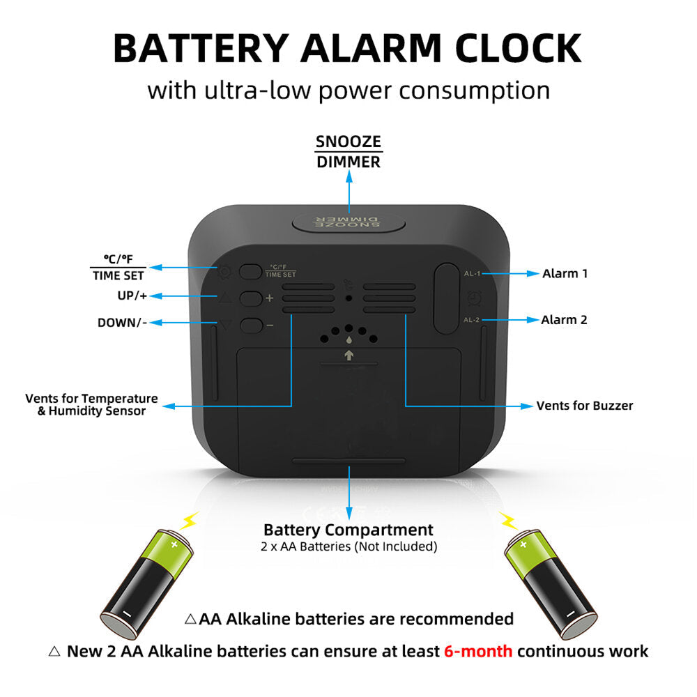 LED Digital Alarm Clock Temperature Humidity Calendar Snooze Backlight Clock Electronic Desktop Clocks