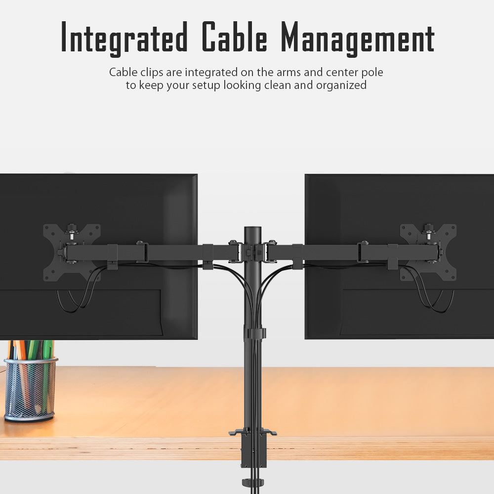 Dual Monitor Stand Full Motion Mount Quick Insert Dynamic Height Adjustability for 13"-27" Screen Home Office