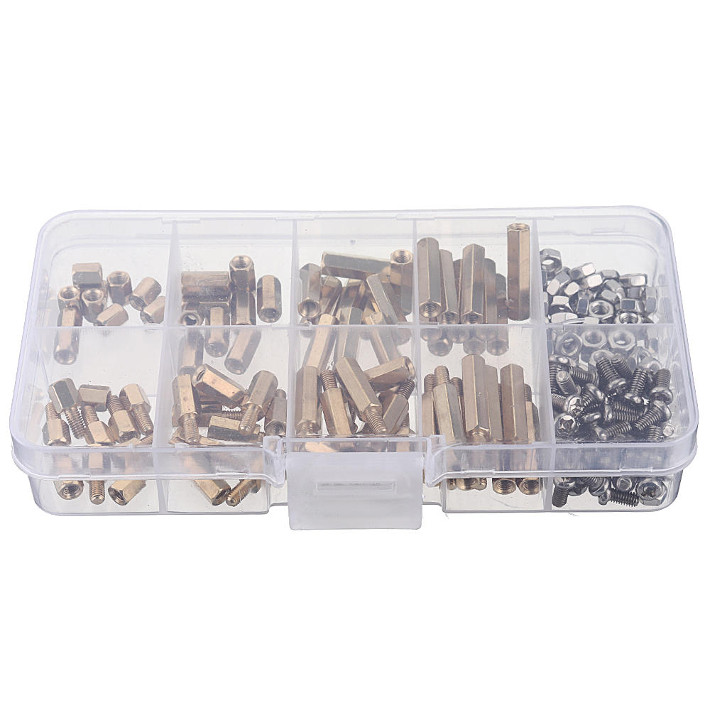 M3BH9 180Pcs M3 Male-Female Brass Hex Column Standoff Support Spacer Pillar Stainless Steel Screws Nuts for PCB Board