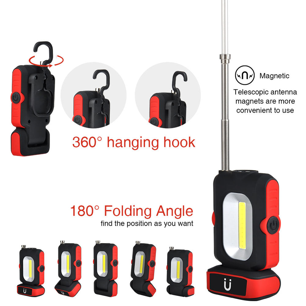 5 in1 LED + COB Dual Light Magnetic Antenna Picker Work Light