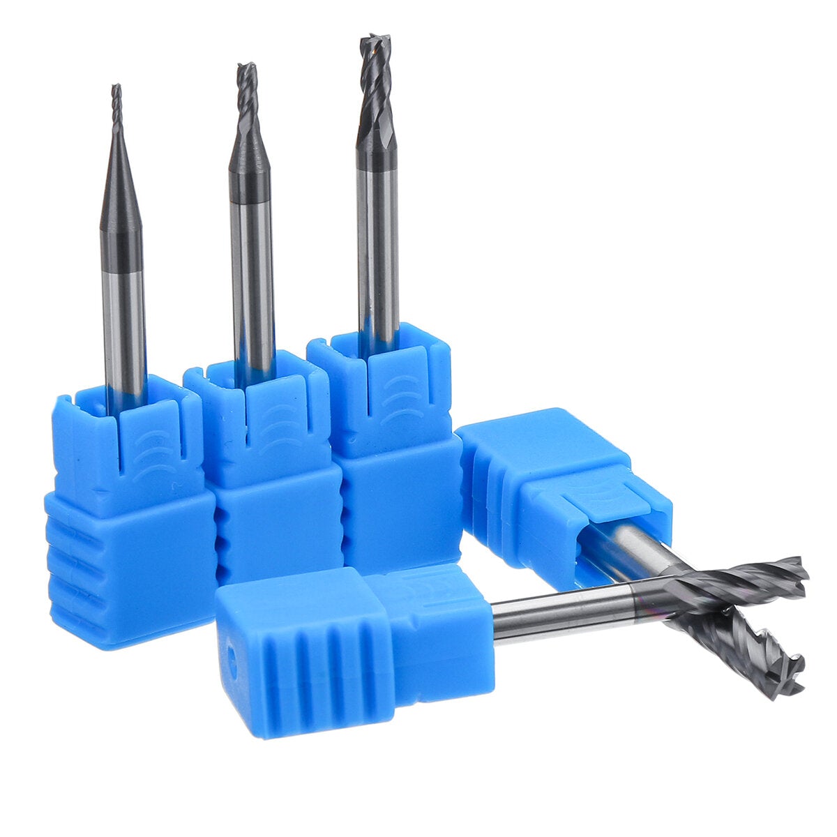 5pcs 1-5mm Solid Carbide Straight End Mill 4 Flute Milling Cutter CNC Tool Black