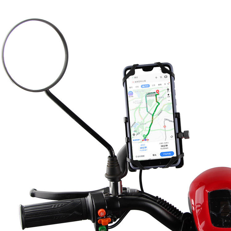 USB 12V-48V 360 Rotatable Anti-Slip Universal Bicycle Phone Holder Motorcycle Electric Bike Handlebar Mount Bracket Clip Stand For 55mm-100mm Phone
