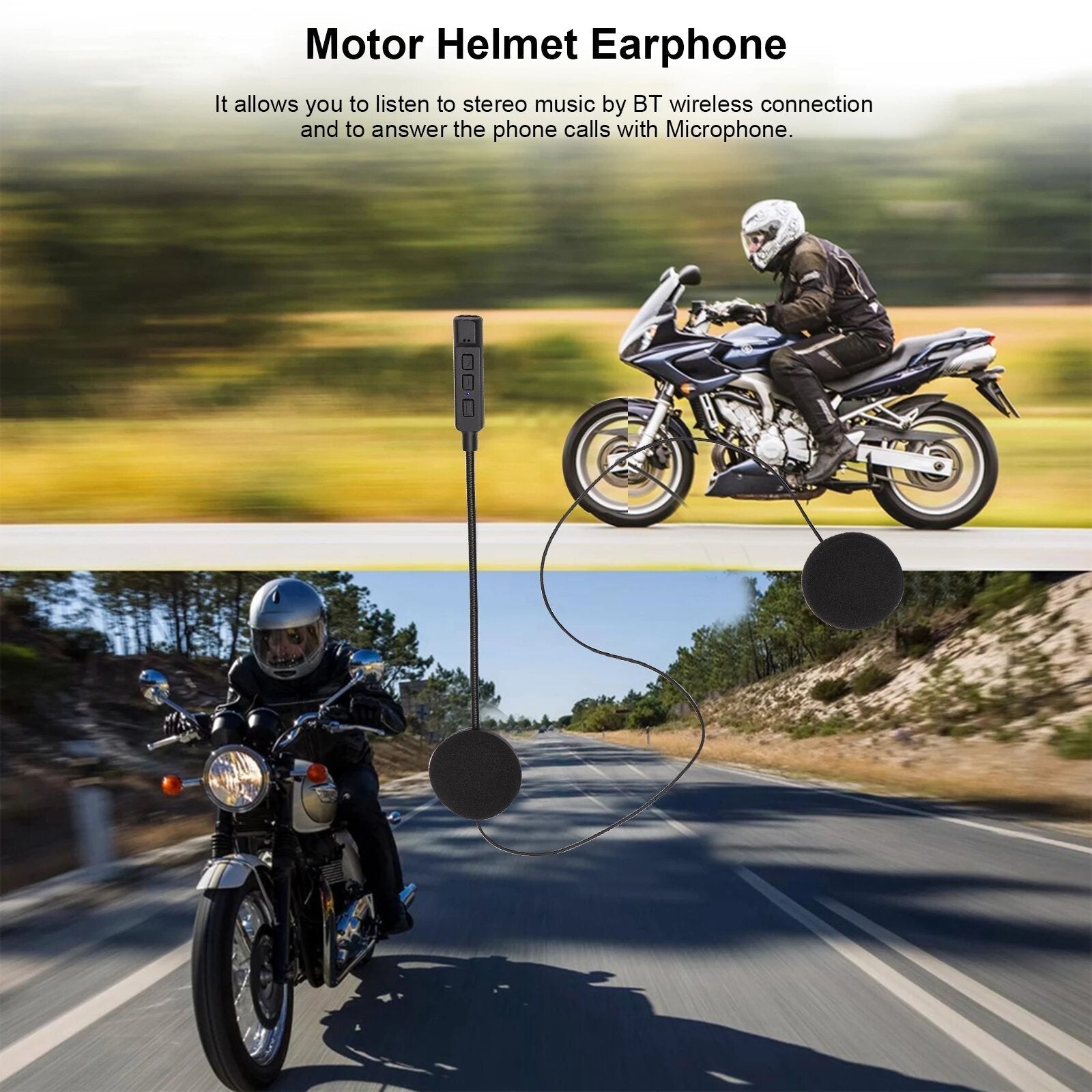 wireless motorcycle helmet headset Bluetooth 5.1 headphone motor earphone with microphone music call control