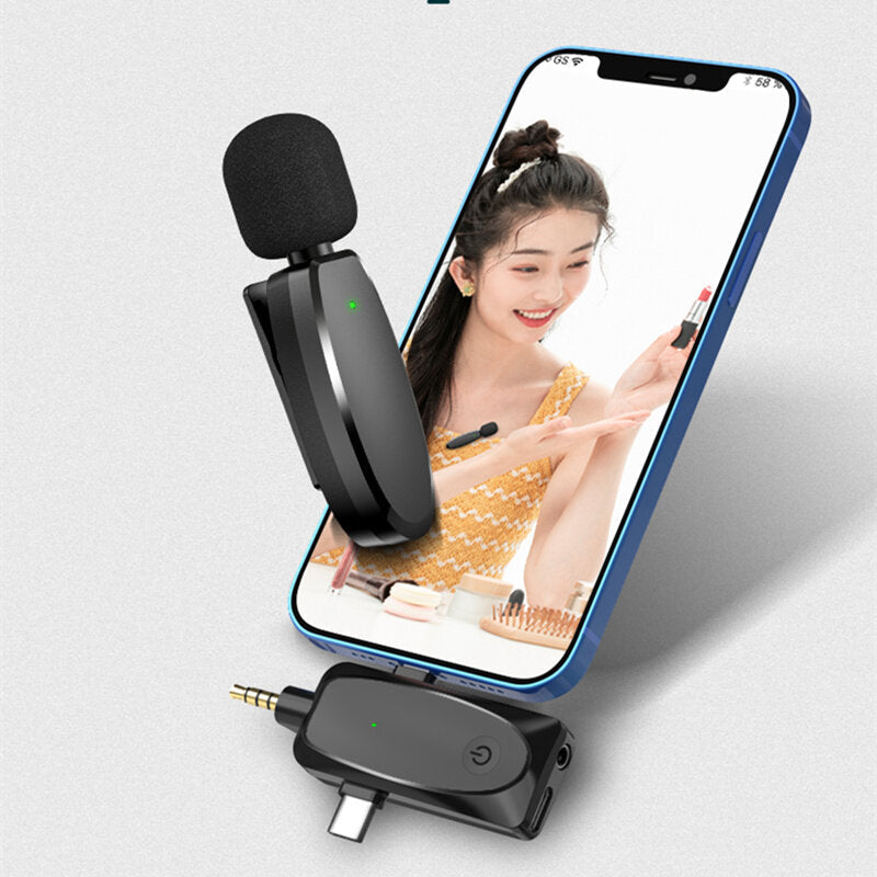 2.4 GHz Wireless Microphone Plug Play Lavalier Noise Reduction MIC Professional Recording Live Streaming Webcast Game for Camera Smart Phone