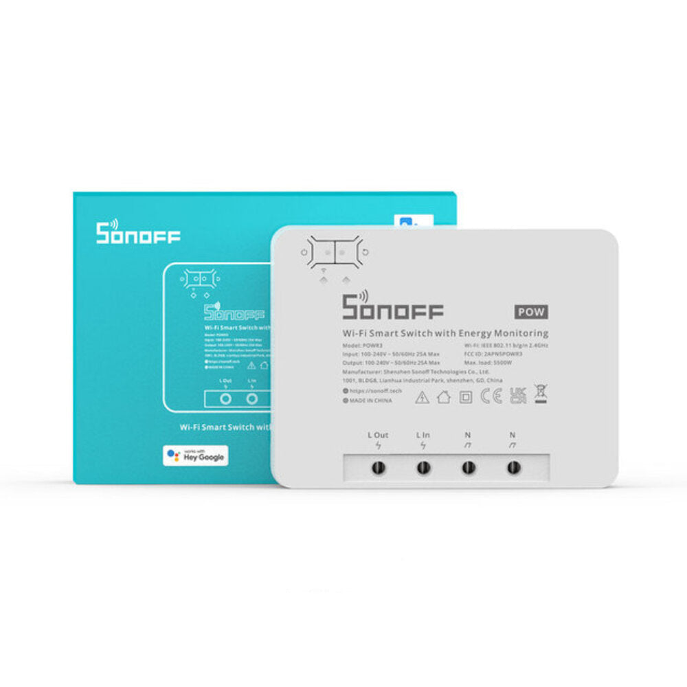 25A Power Metering WiFi Smart Switch Overload Protection Energy Saving Track on eWeLink Voice Control via Alexa