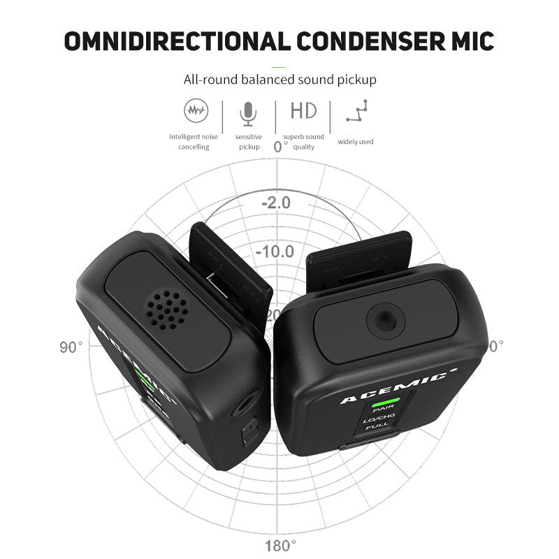 Potable 2.4G Wireless Lavalier Microphone System Video for Smartphone DSLR Cameras