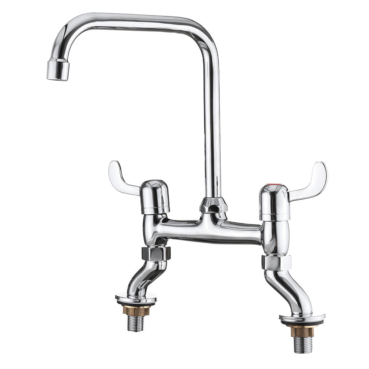 Hot Cold Water Dispenser Basin Sink 360 Degree Swivel Dual Lever Deck Mount Spout Faucet