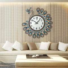 37cm European Style Peacock Shape Luxury Digital Metal Wall Clock