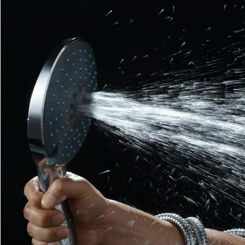 7 Modes Shower Head Large Panel with Stainless Steel Hose Water Saving Pressure Raising Showerhead Chrome Universal