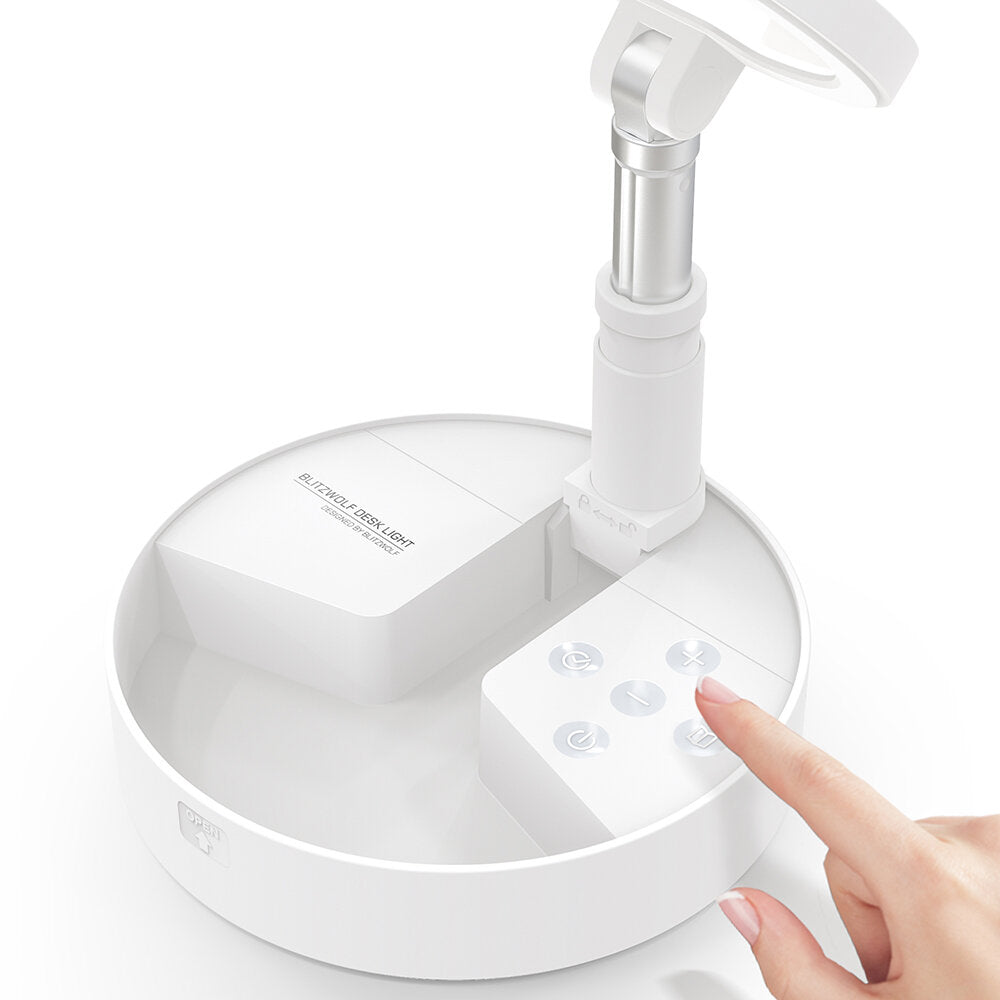 Folding Desk Lamp with Foldable Storage Adjustable Angle 3600mAh Battery 5 Level Brightness 3000-5000K Color Temp