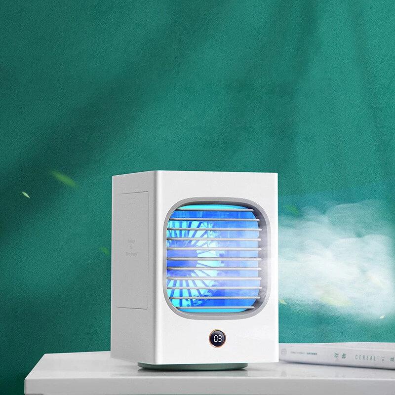 Mini Air Cooler Portable Small Fan Low Noise Wind Air Circulation Humidification Fan Desktop Air Conditioning Fan with Digital Display