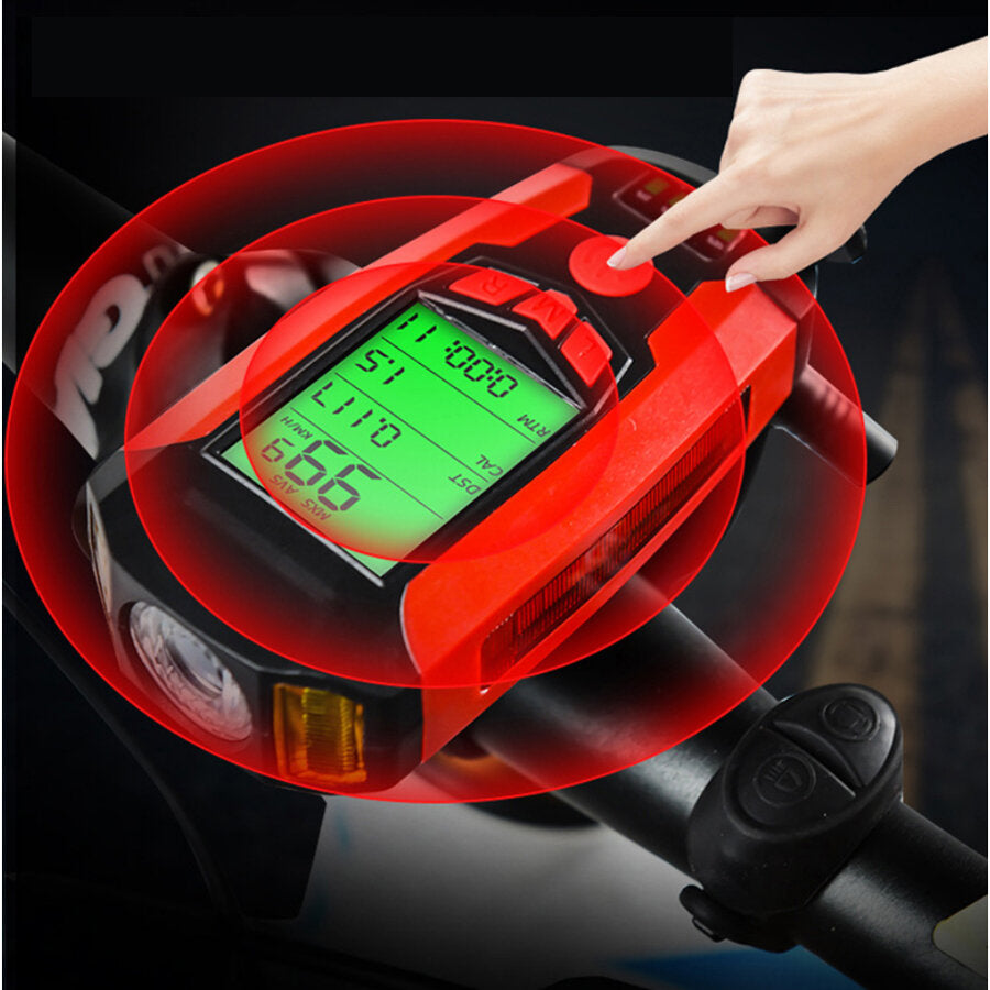 3-in-1 350LM COB Bike Light + USB Horn Lamp + Speed Meter LCD Screen 5-Modes Waterproof Bicycle Headlight With Horn