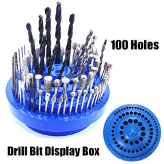 100 Holes Drill Bit Storage Case Multifunctional Plastic Round Shape Drill Bit Display Box Blue