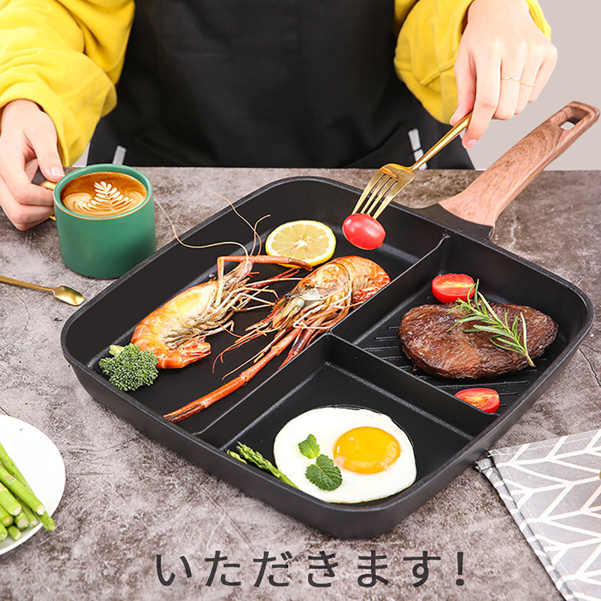 Frying Pan Aluminum Alloy Griddle Grill Non Stick Skillet Cooking Fry Square BBQ