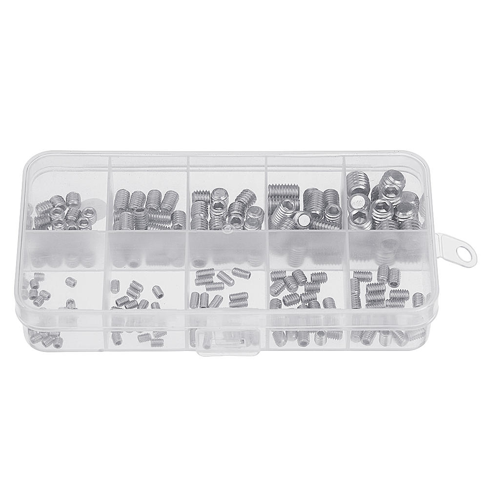 200Pcs Stainless Steel Set Grub Screw Allen Hex Socket Cup Point Assortment M3/M4/M5