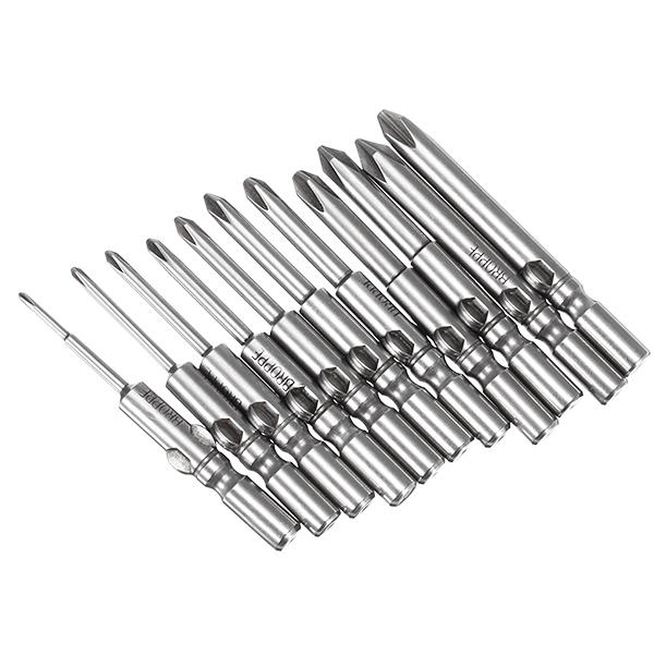11Pcs 802 1.6-6.0mm Cross-Screwdriver Bits Set 6mm Round Shank Electric Screwdriver Bits