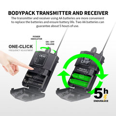 UHF Wireless Lavalier Microphone with 30 Selectable Channels 50m Range for DSLR Camera Interview Live recording