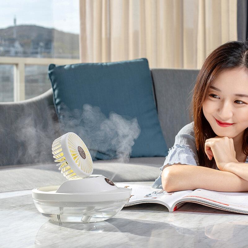 5V Ocean Wind Spray Fan Wireless Humidifier Fan 3 Gear Speed 90Adjustable Angle Portable USB Mini Desktop Air Cooling Fan for Home Office