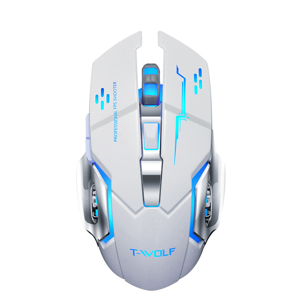 Wireless Rechargeable Mouse 2400DPI Bluetooth5.0+2.4G Dual Mode 4 Buttons Home Office Mouse with LED Backlit for Laptop PC Notebooks