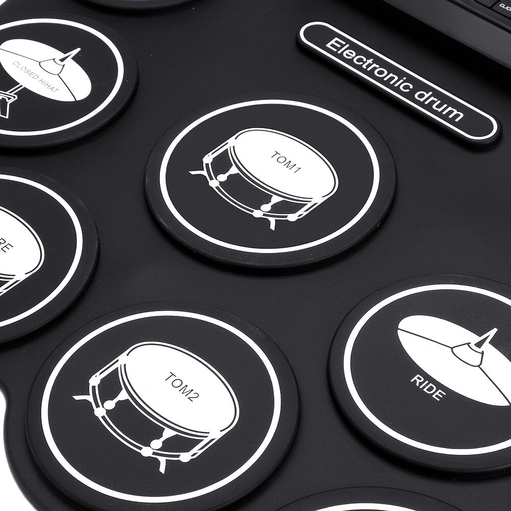 9 Pads Electronic Drum Portable Roll Up Drum Kit USB MIDI Drum with Drumsticks Foot Pedal for Beginners