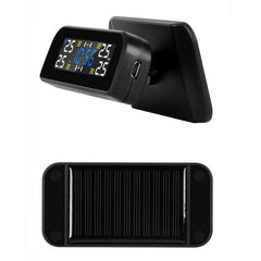 Solar Car 360 Rotation Tire Pressure Monitoring System Digital Clock LCD Display Tyre Temperature Safety Alarm Machine