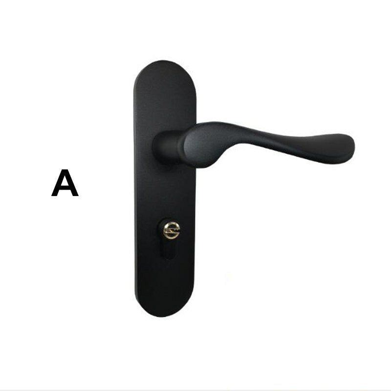 Matte Black Aluminum Door Lock Mechanical Interior Handle Cylinder Lever Latch Home Security Mute Locker With Keys
