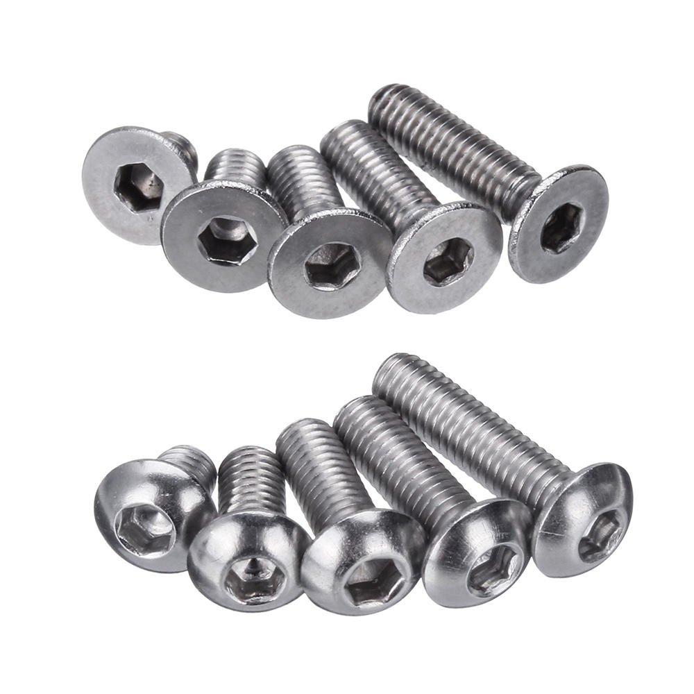 M3SH9 700Pcs M3 304 Stainless Steel Machine Screw Hex Socket Flat&Button Head Bolt Assortmen