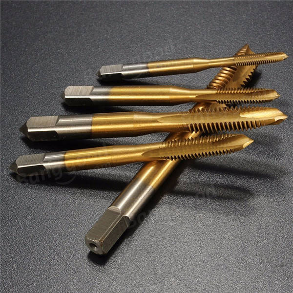 5pcs M3-M8 HSS Spiral Point Tap Straight Flute Metric Titanium Machine Screw
